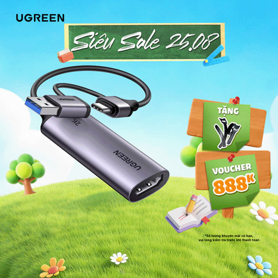 Card Ghi Hình Ugreen CM629 | HDMI to USB 2K 30Hz Quay Màn Hình | Input 4K@30Hz | Output 2K@30Hz | 15389