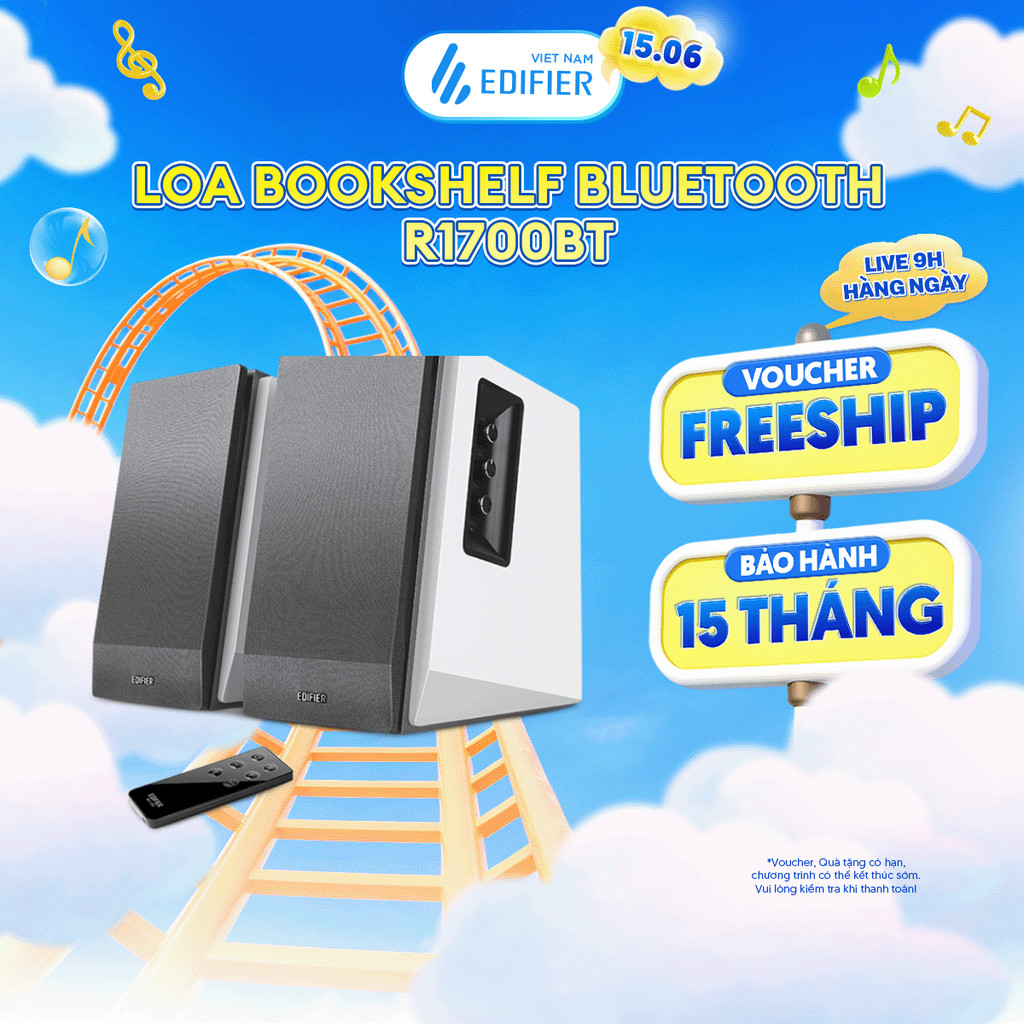 Loa Bluetooth Để Bàn EDIFIER 2.0 R1700BT | Công Suất 66W | Bluetooth 5.1 | Vỏ Gỗ Chống Dội Âm | Bảo Hành 15 Tháng