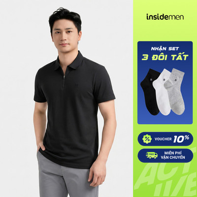 [TẶNG TANKTOP] Áo Polo Nam Insidemen Regular Fit Cotton Spandex Thoáng Mát IPS098EDP01