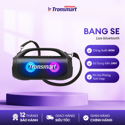 Loa Bluetooth Tronsmart BANG SE | Công Suất 40W | Chơi Nhạc Đến 24H | Tích Hợp Sạc Dự Phòng | Bảo Hành 12 Tháng