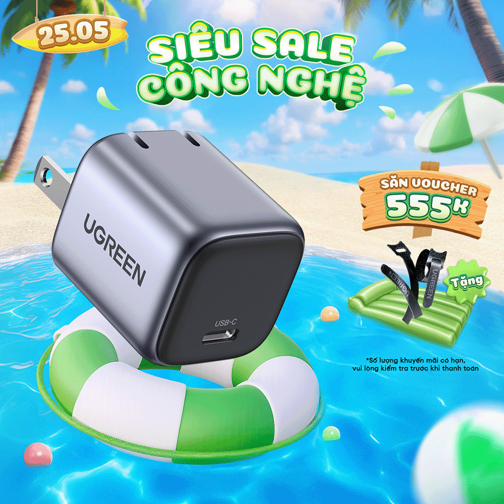 Củ sạc nhanh 20W UGREEN CD318 | Công nghệ GaN | Cổng type C sạc nhanh PD3.0 QC3.0 | Bảo hành 18 tháng 1 đổi 1 - 90902