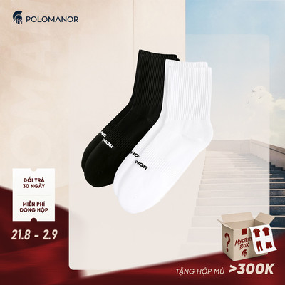 Vớ cổ cao nam nữ trắng đen, Cotton tự nhiên thoáng khí, kháng khuẩn ngăn mùi - POLOMANOR