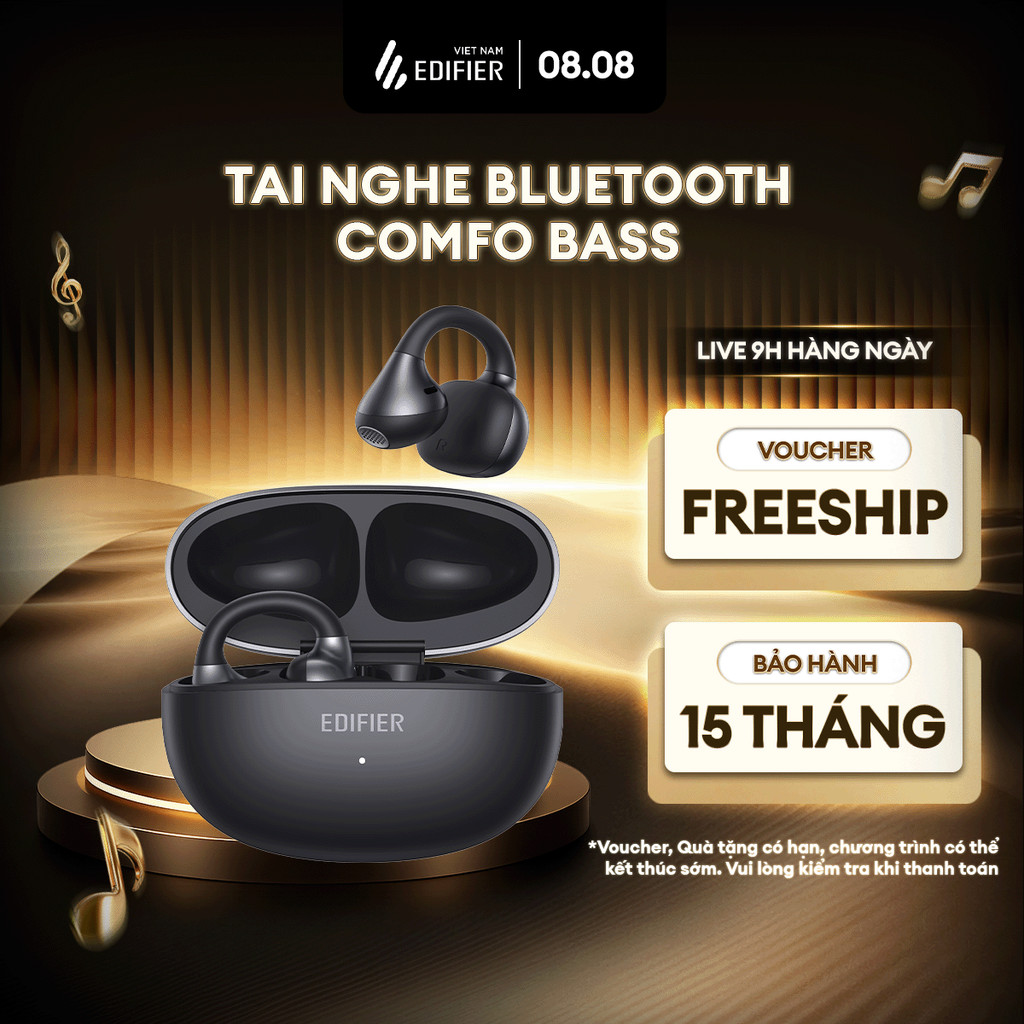 Tai Nghe Bluetooth EDIFIER COMFO BASS | Thiết Kế Kẹp Vành Tai | Thời Gian Sử Dụng Tới 22H | Bảo Hành 15 Tháng
