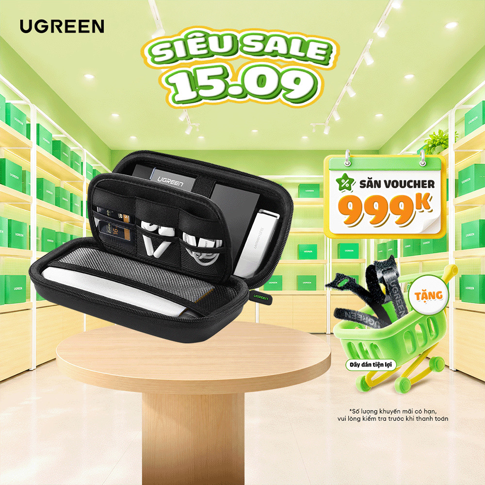 Hộp đựng phụ kiện công nghệ UGREEN LP128 50274 tai nghe thẻ nhớ cáp USB ổ cứng (18x9.5x5.5cm)