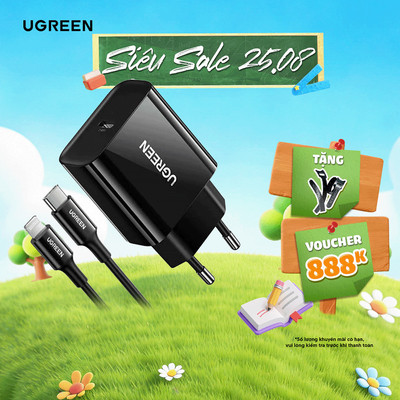 Củ sạc nhanh 20W Ugreen CD137 | Sạc nhanh PD QC4.0 QC3.0 qua cổng USB-C | Bảo hành 18 tháng 1 đổi 1 50698 50799