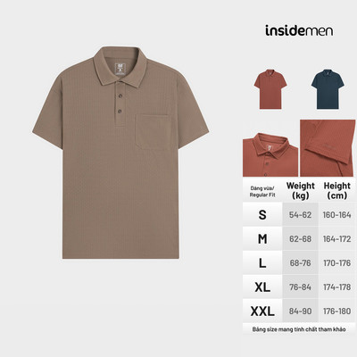 Áo Polo Nam Họa Tiết Ngắn Tay Mềm Mại Co Giãn Insidemen Regular Fit IPS238AS0
