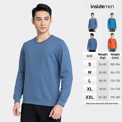 Áo Nỉ Nam Sweater INSIDEMEN Basic Chất Nỉ Dày Dặn Co Dãn Kiểu Dáng Trẻ Trung Thời Trang ISW001W3