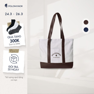 [NEW] Túi tote vải phối da SIMILI cao cấp, có khóa kéo, đựng laptop nhiều ngăn tiện lợi - POLOMANOR