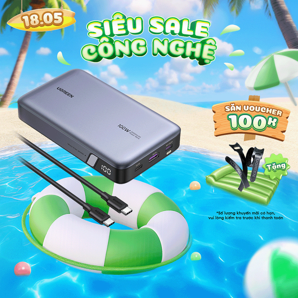 Pin Ugreen PB205 20000mAh-100W/ 25000mAh-145W | Sử Dụng Lõi Pin Li-on | Màn Hình LED | Bảo Hành 18 T