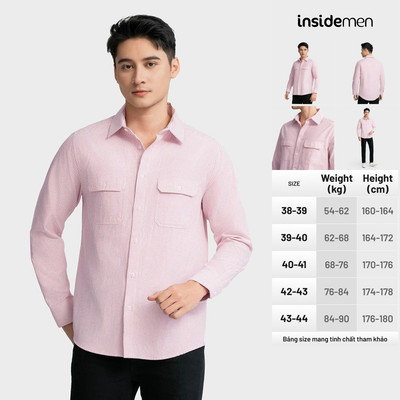 Áo Sơ Mi Nam INSIDEMEN Tay Dài Công Sở Kẻ Sọc Comfort Fit ILS0980Z