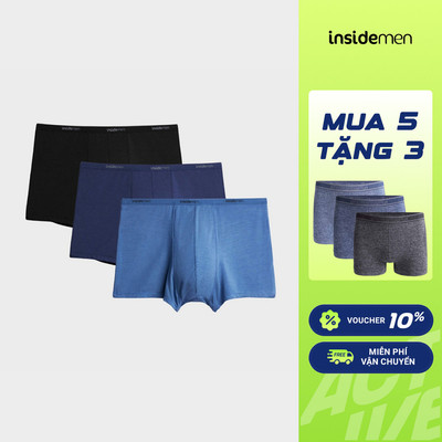 [COMBO TẶNG 3] Combo 5 Quần Lót Nam Boxer Insidemen cạp chun co giãn, tiện lợi IBX003EDP05