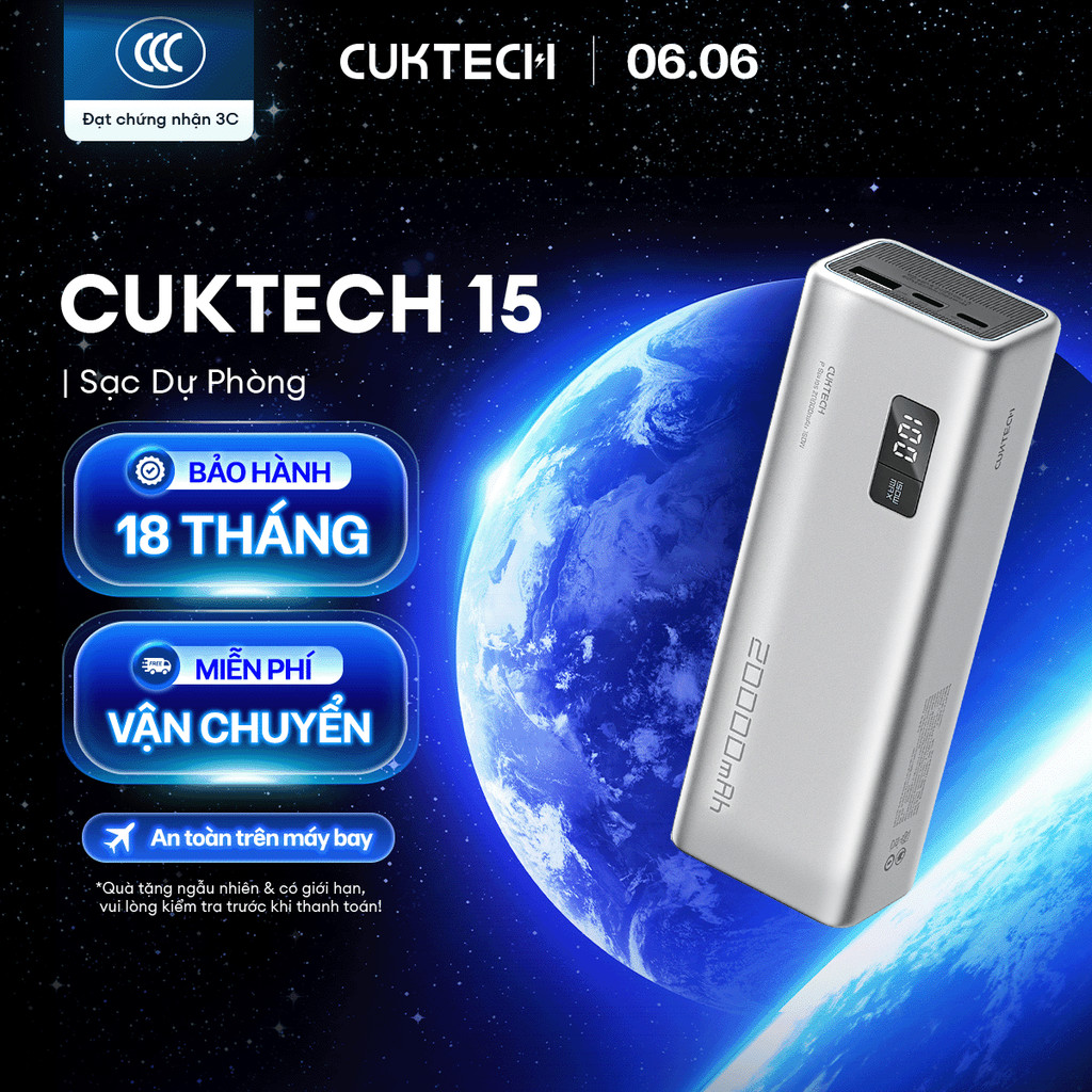 CUKTECH 15 SERIES Sạc Di Động 2C1A  | Bảo Hành 18 Tháng PB200U PB200P PB200 PB150S