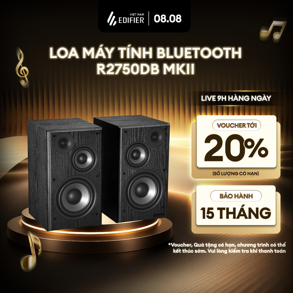 Loa Bluetooth Bookshelf EDIFIER R2750DB MKII | Công Suất 144W | Bluetooth V6.0 | Hi-Res Audio | Bảo 
