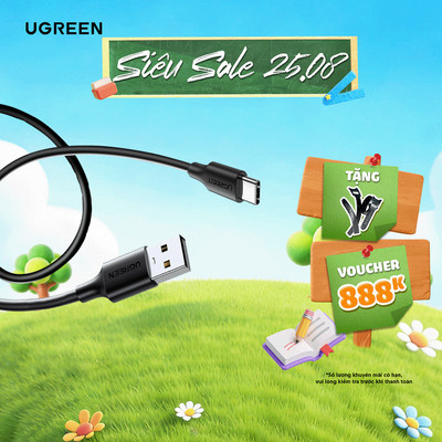 Cáp sạc USB A sang Type C Ugreen US184 Sạc nhanh dòng 3A | Tốc độ truyền lên đến 5Gbps | Bảo Hành 1 đổi 1 18 Tháng |
