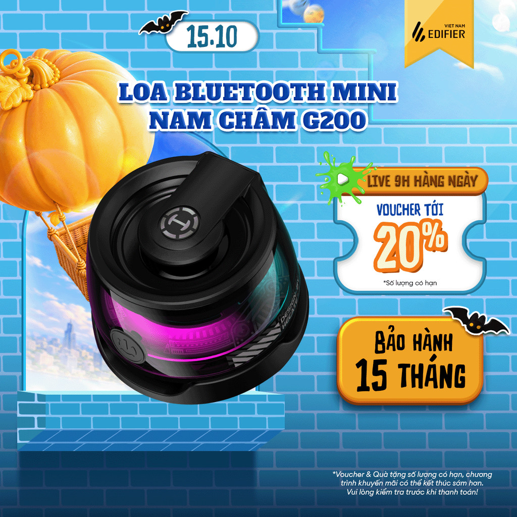 Loa Bluetooth Mini EDIFIER G200 | Tích Hợp Nam Châm | Thiết Kế Trong Suốt | Led RGB | Sử Dụng Tới 7H | Bảo Hành 15 Tháng
