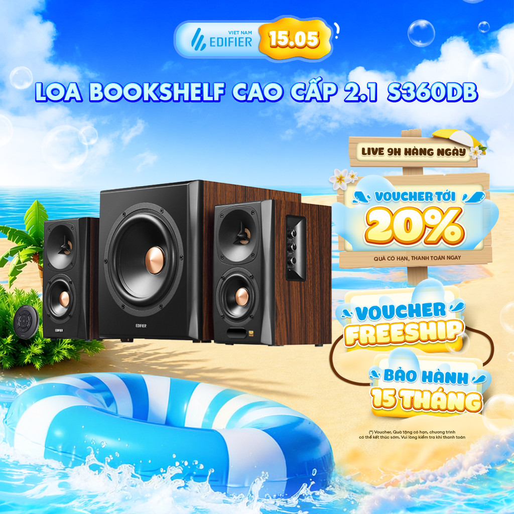 Bộ Loa Bluetooth Bookshelf EDIFIER S360DB | Công Suất 155W |  Hi-Res Audio | Chipset DSP | Bảo Hành 