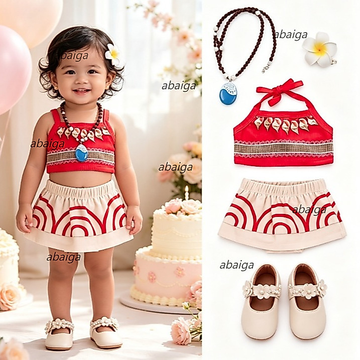 Nhân Vật Moana Trang Phục Cho Bé Gái 1 Tuổi Sinh Nhật Crop Top Váy Moana Trang Phục Công Chúa Tập Đi