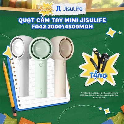 Quạt Cầm Tay Mini JISULIFE FA42 Siêu Mát - Sạc Nhanh - Pin 2000/4500mAh Sử Dụng Lên Đến 7H-16H Chính Hãng - BH 12 Tháng