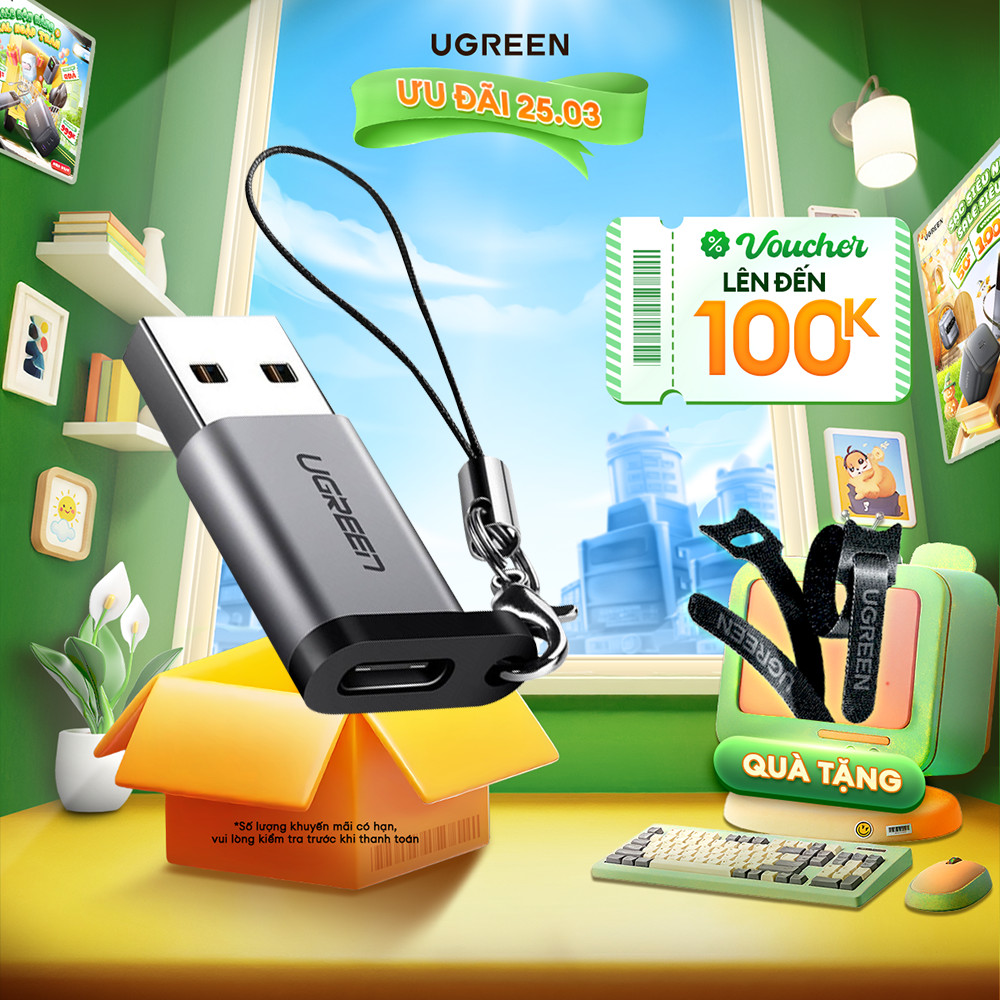 Đầu chuyển đổi USB-C sang USB 3.0 UGREEN US276 | Hỗ trợ 200MB/s | Kích thước gọn nhẹ | Bảo Hành 18 Tháng 1 đổi 1 30705