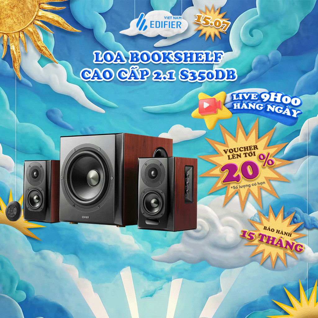 Bộ Loa Bookshelf Cao Cấp EDIFIER S350DB/S351DB - Công suất 150W - Loa Trầm 8" - Hệ Thống Loa 2.1 - 1