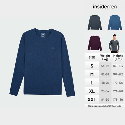 Áo thun dài tay nam INSIDEMEN cổ tròn giữ nhiệt nam chất liệu cotton tự nhiên cao cấp ILT009W2