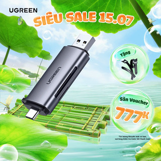 Đầu đọc thẻ usb type-c với 2 khe thẻ cắm sd và otg ugreen cm185 | bảo hành 18 tháng 1 đổi 1 50704 50706