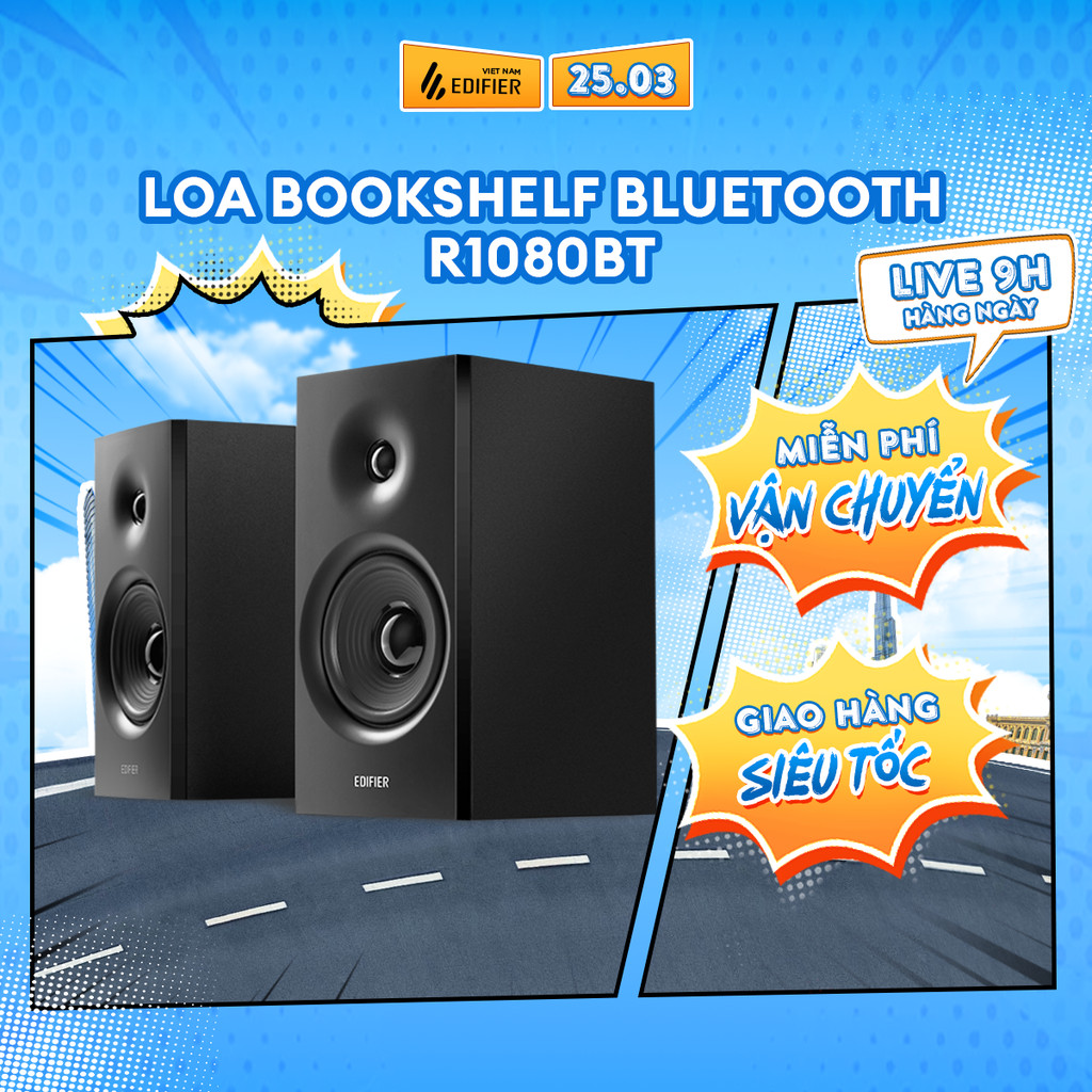 Loa Bookshelf Bluetooth Để Bàn EDIFIER R1080BT - Công Suất 24W - Âm Thanh Cân Bằng - Cổng Kết Nối AU