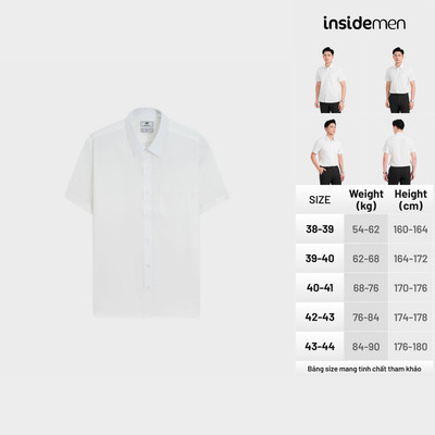 Áo sơ mi ngắn tay nam Insidemen dáng Perfect Fit vạt bằng, thấm hút tốt, thoáng khí ISS301MAH0