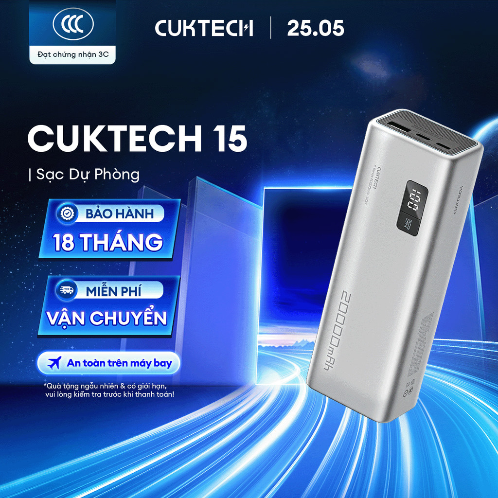 CUKTECH 15 SERIES Sạc Di Động 2C1A  | Bảo Hành 18 Tháng PB200U PB200P PB200 PB150S