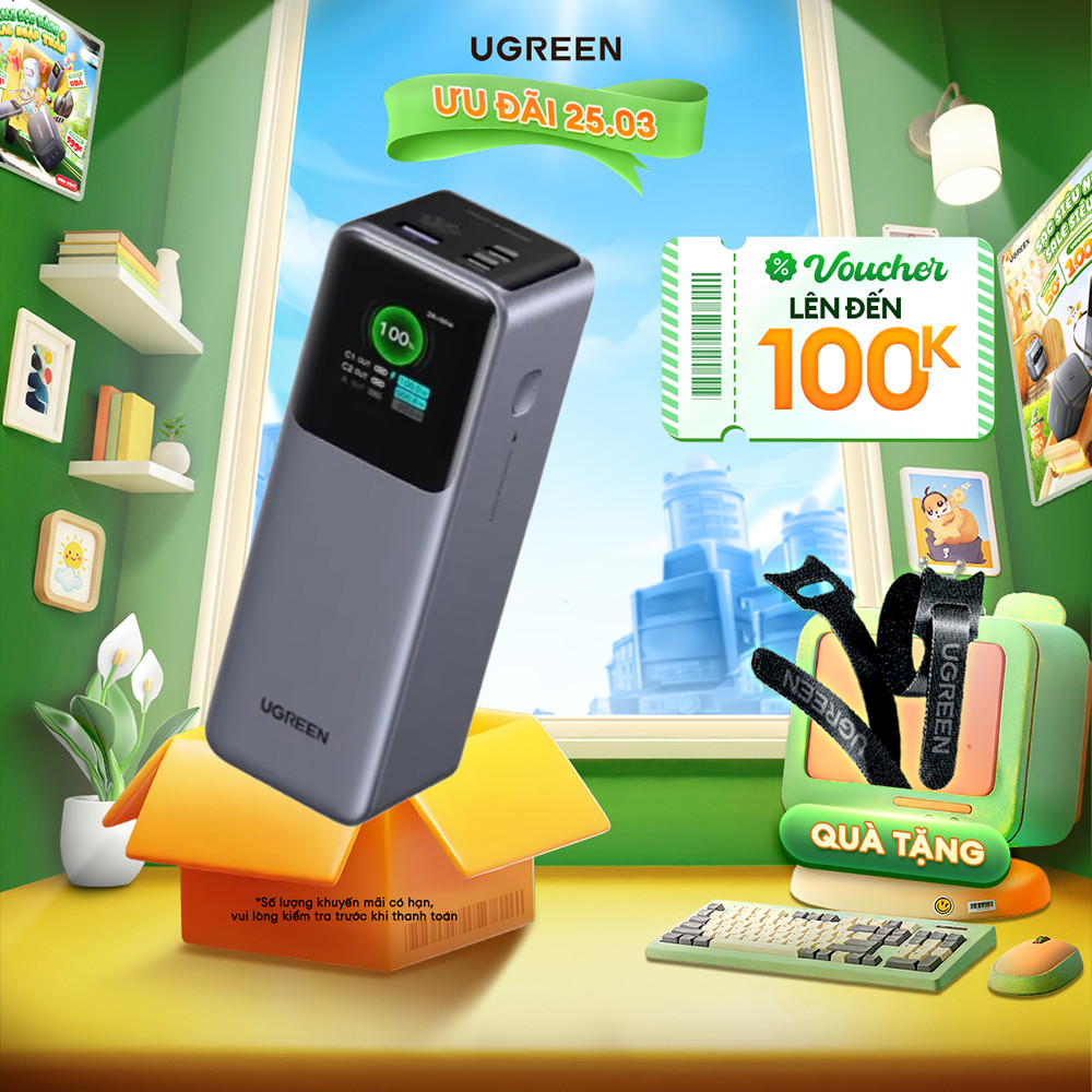 Pin Ugreen PB722 25000mAh-200W/20000mAh-130W/12000mAh-100W | Sử Dụng Lõi Pin Li-on | Màn Hình LED | 
