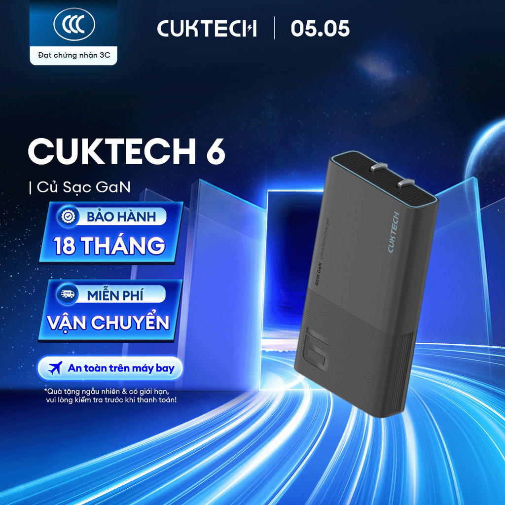 Củ Sạc GaN CUKTECH AD652S 2C | Cống Suất 65W Max | Hỗ Trợ Sạc Nhanh | Thiết Kế Siêu Mỏng | Bảo Hành 18 Tháng
