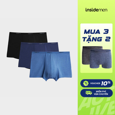 [COMBO TẶNG 2] Combo 3 Quần Lót Nam Boxer Insidemen cạp chun co giãn, tiện lợi IBX003EDP03
