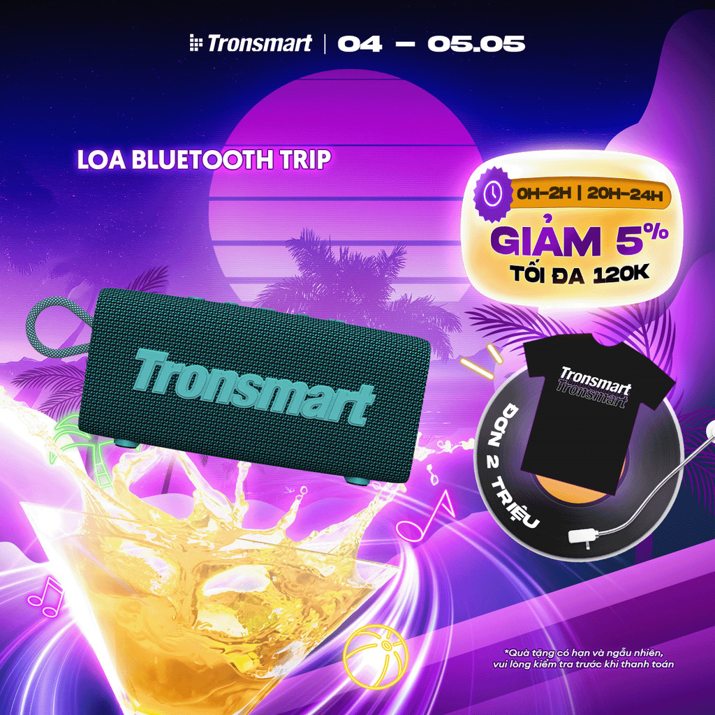 Loa Bluetooth TRONSMART TRIP/TRIP 2 | Công Suất 10W | Chơi Nhạc Đến 20H | Chống Nước IPX7 | Bảo Hành