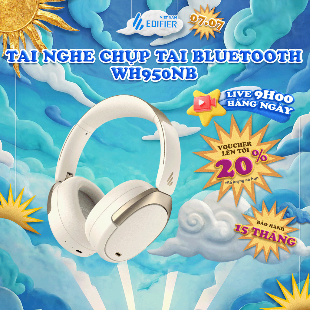 Tai Nghe Chụp Tai Bluetooth Chống Ồn EDIFIER WH950NB/W80 - Hi-Res Audio - Pin Đến 55H - Cá Nhân Hóa EQ-15 Tháng Bảo Hành