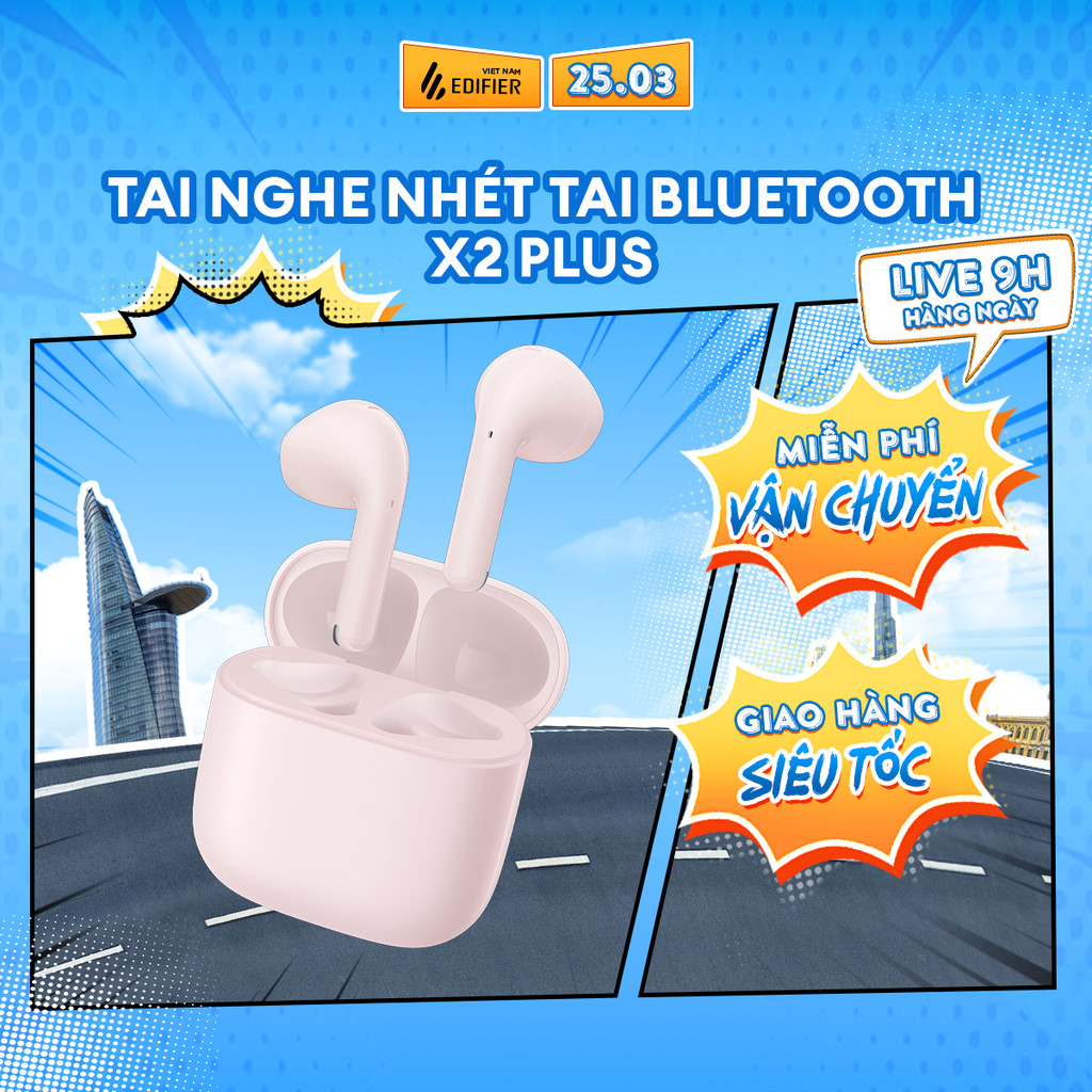 Tai Nghe Bluetooth 6.0 Không Dây Nhét Tai EDIFIER X2 PLUS - Độ Trễ Thấp 60ms - Chơi Nhạc Đến 35H - 15 Tháng Bảo Hành