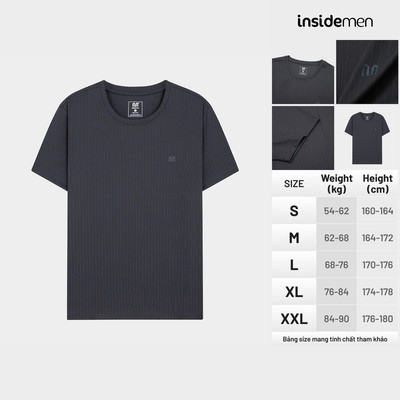 Áo thun nam Tshirt cổ tròn basic INSIDEMEN polyamide thun lạnh dày dặn co giãn tay ngắn thấm hút mồ hôi cực tốt ITS261AS