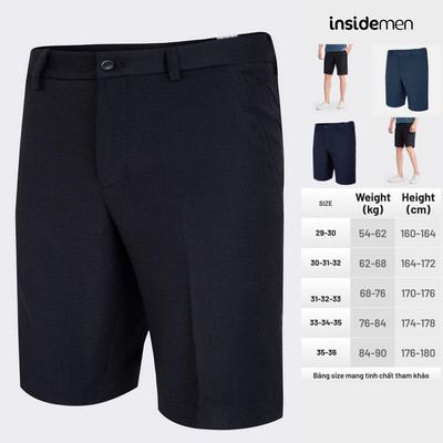 Quần Short Tây Âu Nam Cao Cấp INSIDEMEN Co Giãn Nhẹ Không Nhăn Xù Phai Màu Vải Kẻ Ô Karo ISO030S3