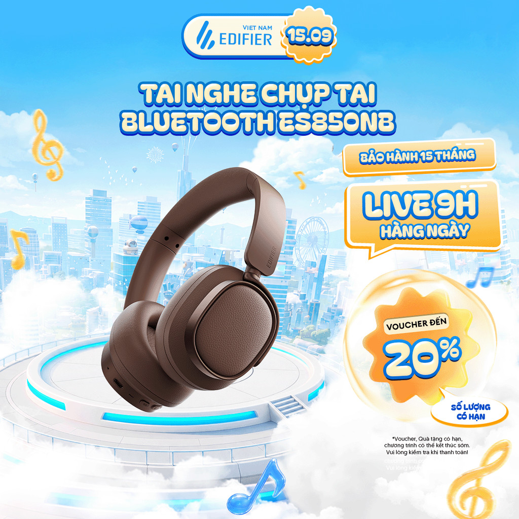 Tai Nghe Bluetooth Chụp Tai EDIFIER ES850NB | Chống Ồn Chủ Động | Thời Gian Sử Dụng Tới 92H | Bảo Hà