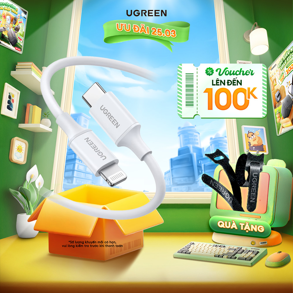 Cáp sạc USB C sang Lightning Ugreen US171 chuẩn MFi 60W PD| Sạc nhanh | Tốc độ 480Mbps | Bảo Hành 18 tháng 1 đổi 1 10493