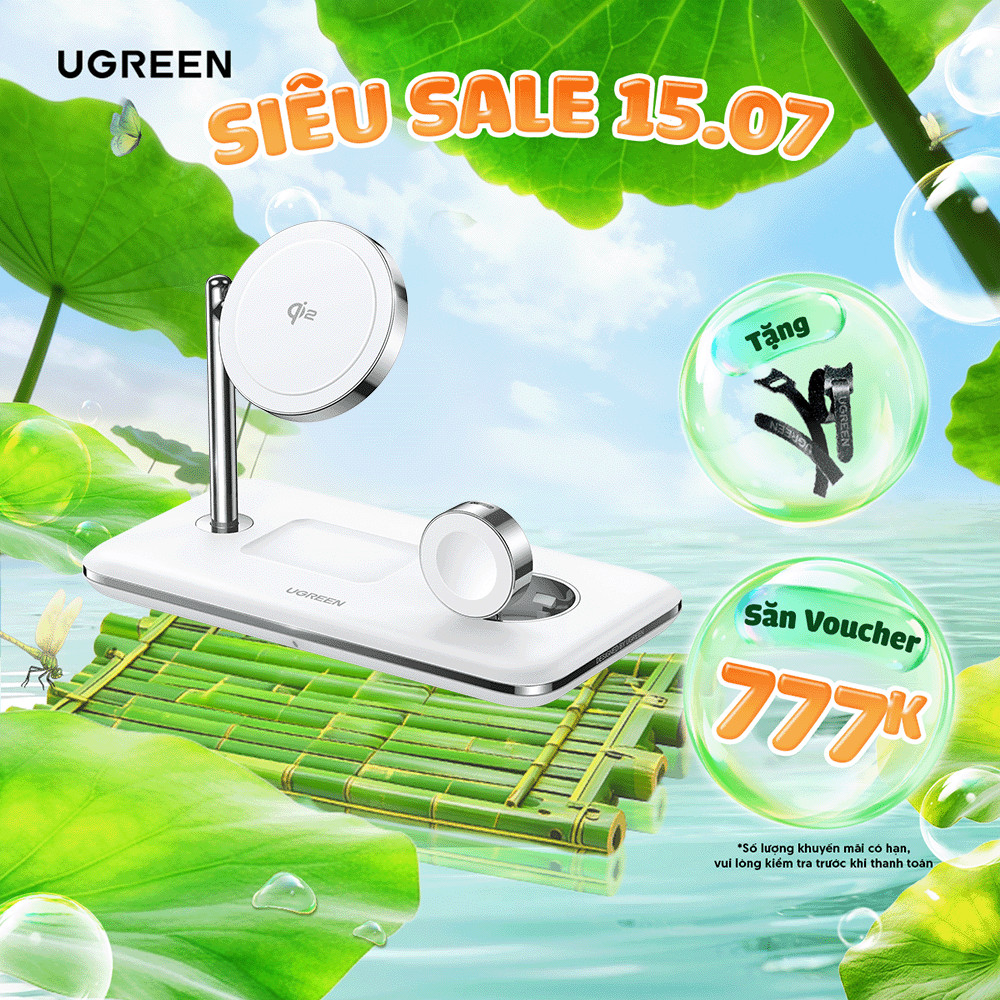 Sạc không dây MagSafe 3 trong 1 Ugreen CD278 | Chứng nhận MFi | Bộ sạc không dây 25W | Bảo Hành 18 T