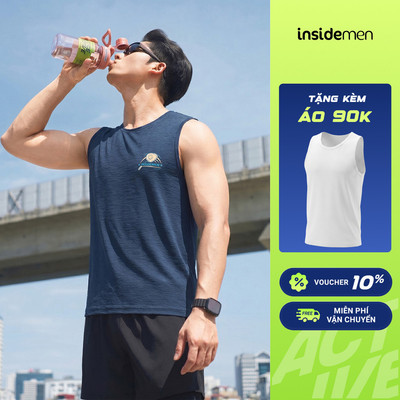 Áo Ba Lỗ INSIDEMEN Nam Polyamide Kiểu Dáng Thể Thao Siêu Mát Thấm Hút ITL009MAH0