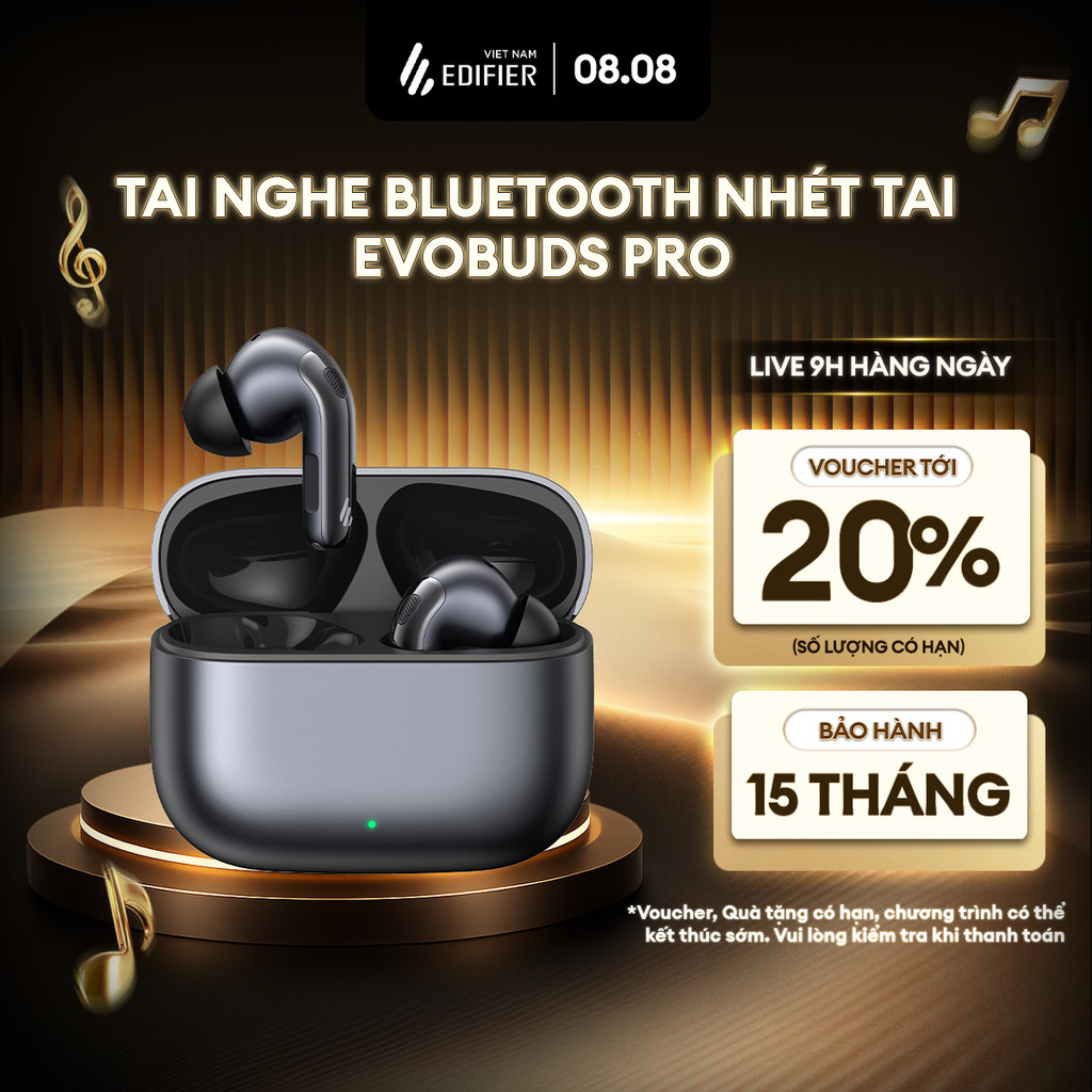 Tai Nghe Bluetooth Không Dây Nhét Tai EDIFIER EVOBUDS PRO - Âm Thanh Chi Tiết - Version Bluetooth 6.0 -15 Tháng Bảo Hành
