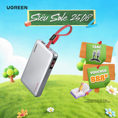 Pin Sạc Dự Phòng UGREEN PB541 | 10000mAh 45W Tích Hợp Cáp | Pin Sạc Nhanh Đa Giao Thức | BH 18 Tháng 1 Đổi 1 | 45268