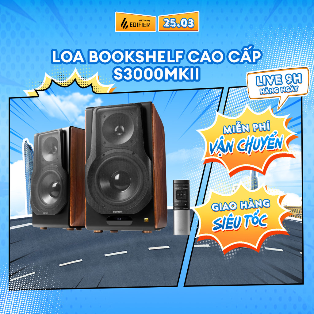 Loa Bookshelf Cao Cấp EDIFIER S3000MKII | Công Suất 256W | Xử Lý Âm Thanh XMOS | Loa Trầm 6.5 Inch |
