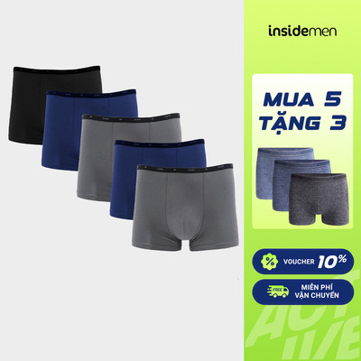 [MUA 5 TẶNG 3]Combo 5 Quần Boxer Nam Insidemen Bamboo Visco tự nhiên  kháng khuẩn khử mùi IBX008EDP05