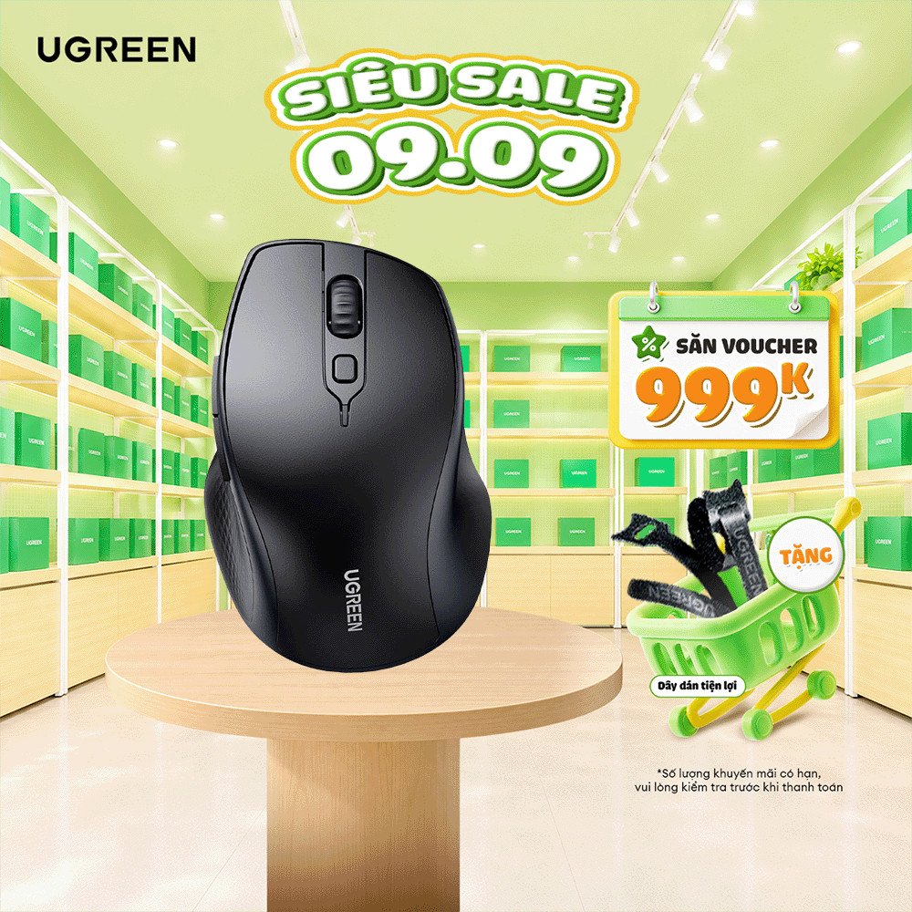 Chuột không dây UGREEN MU101 | Bluetooth 5.0 + 2.4G | 4 mức DPI 1000/1600/2000/4000 | Bảo Hành 18 Th