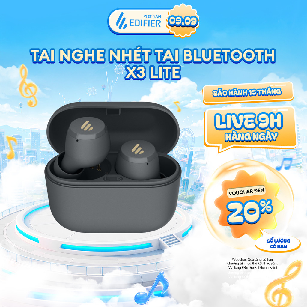 Tai Nghe Bluetooth EDIFIER X3 LITE/X3 PRO Nhét Tai - Khử Ồn AI ENC - Pin Đến 14H - Độ Trễ Thấp 60ms - 15 Tháng Bảo Hành