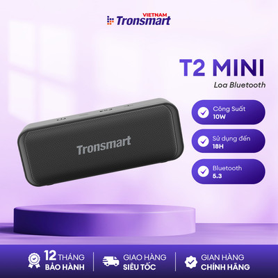 Loa Bluetooth Tronsmart T2 MINI | Công Suất 10W | Chơi Nhạc Đến 18h | Kháng Nước IPX7 | Bluetooth 5.3 | BH 12 Tháng