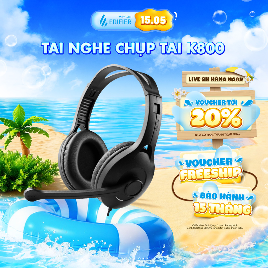 Tai Nghe Chụp Tai EDIFIER K800 | Chống Ồn | Mic Khử Nhiễu | Kích Thước Gọn Nhẹ | Bảo Hành 15 Tháng