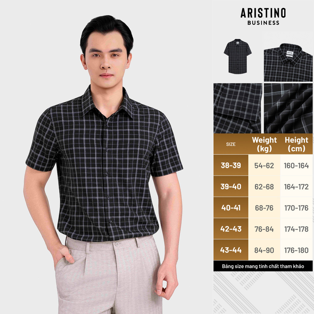 [ONLY ONLINE] Áo Sơ Mi Nam ngắn tay ARISTINO họa tiết Đan Lát phù hợp mọi lứa tuổi, chất liệu cao cấ